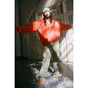 Urban‎ Outfitters Lillu V-Neck Pullover Top Orange Small